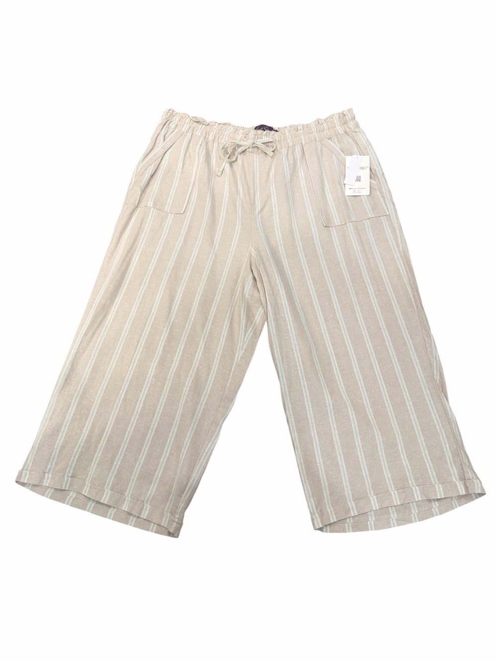 Gloria Vanderbilt Rainey Linen Blend Wide Leg Crop Pants Stonewood Tan XXL NWT
